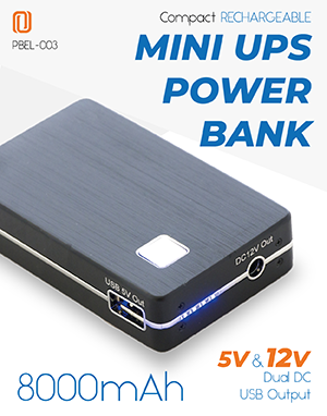 12V 5V DC 8000mAh Compact Rechargeable Mini UPS Power Bank