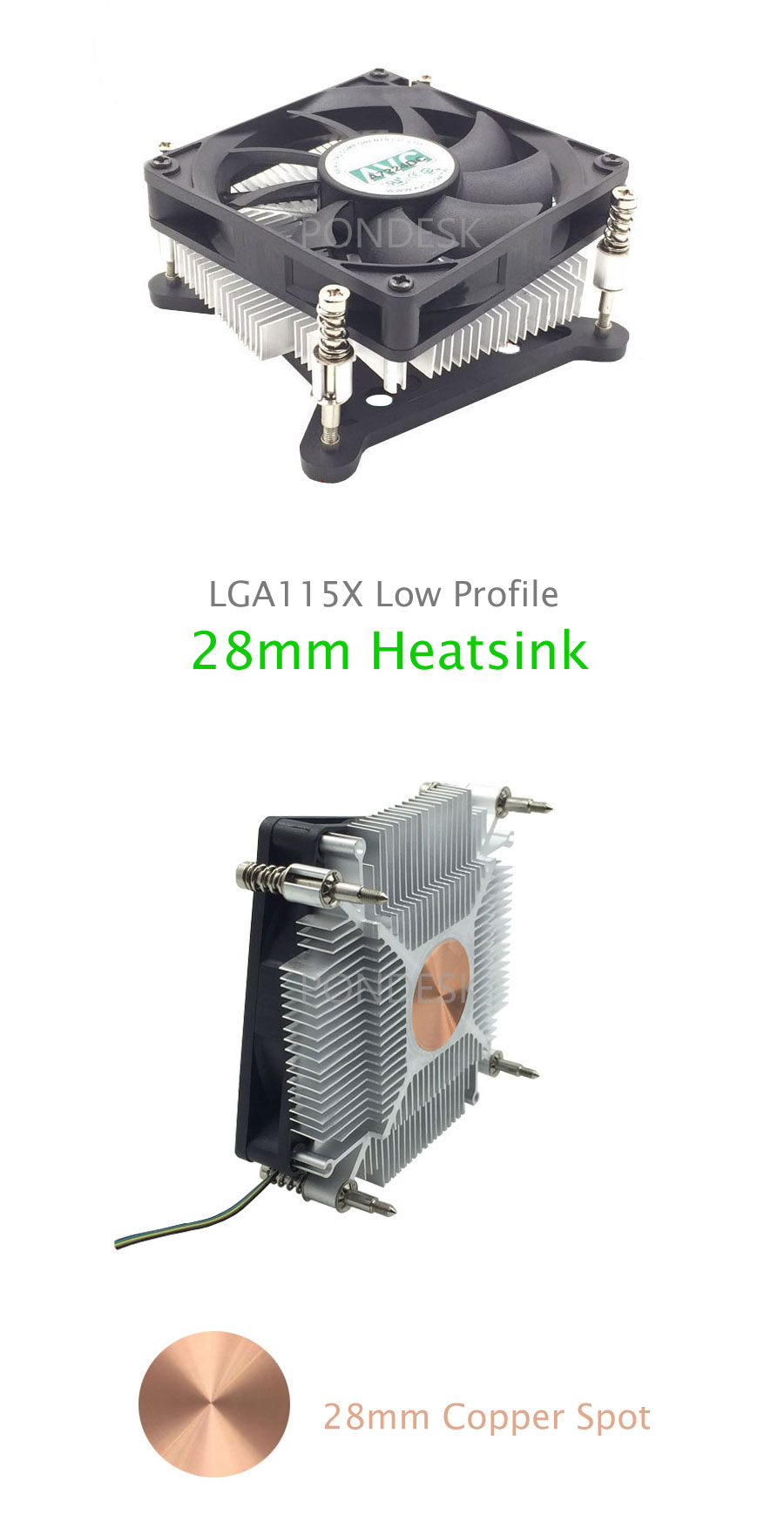 Intel Socket LGA115X Low Profile 28mm CPU Cooler Heatsink - CFHO-006 | Image