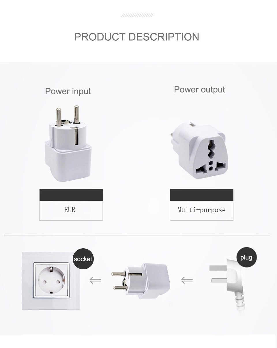 EU Travel AC Power Adapter Plug - EPEL-009 | Image
