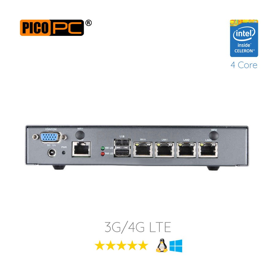 Intel® J1900 4 LAN 1 COM WiFi 4G Firewall Router Mini Server