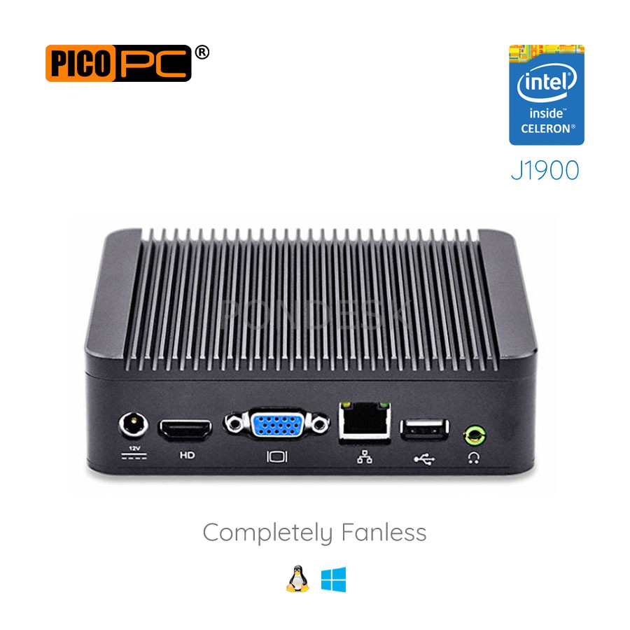 Intel® J1900 4 Core WiFi COM HD Dual Display Fanless Mini PC