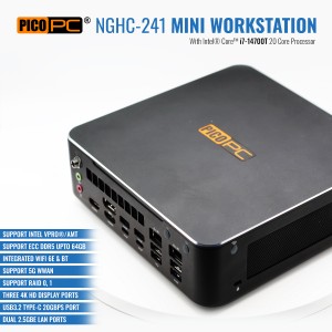 Intel® 14th Gen i7 Mini Workstation with vPro 3x Display Dual 2.5GbE WiFi-6E 5G ECC & RAID-NGHC-241