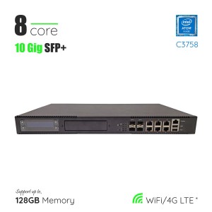 Intel Atom C3758 8 Core 6 LAN 10Gig SFP+ 1U Rackmount Server