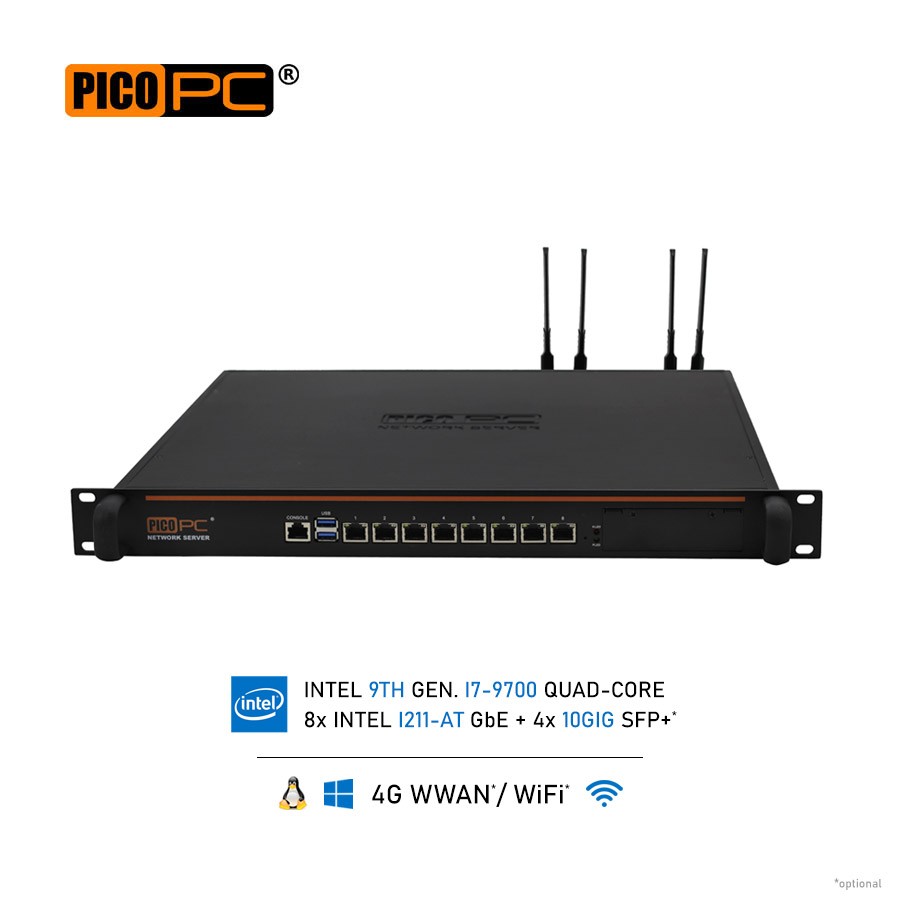 Intel® Core™ I7-9700 LAN 10Gig SFP+ 4G 1U Rackmount Server SD-WAN  Network Appliance
