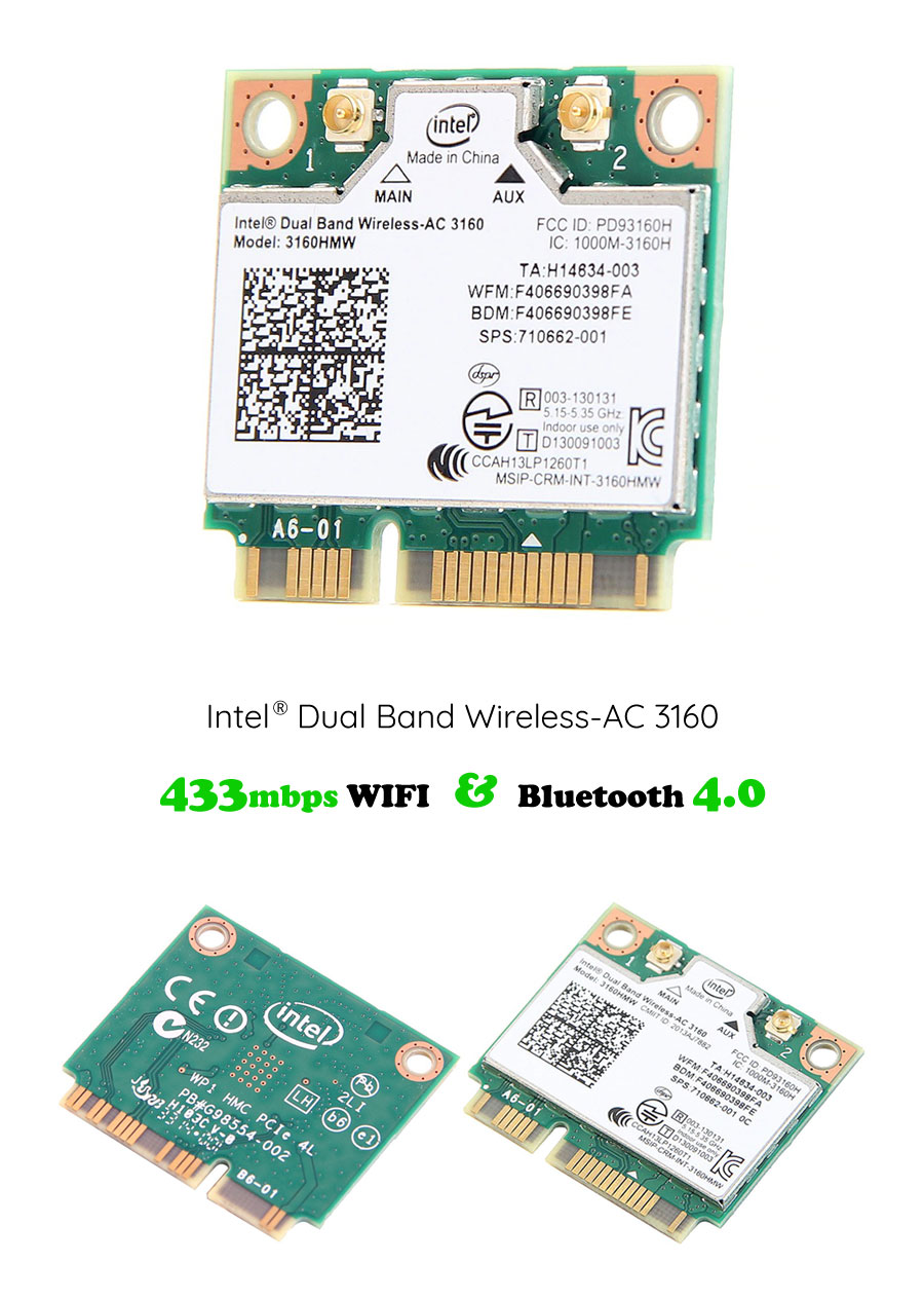 Intel® Dual Band Wireless-AC 3160 433mbps & Bluetooth 4.0 - NWEL-001 | Image