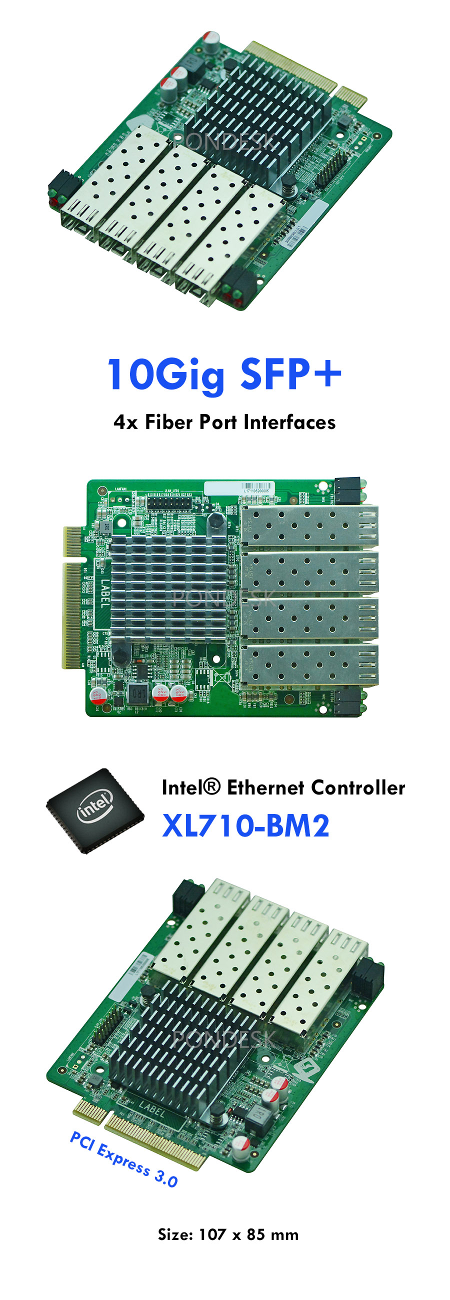 Intel XL710-BM2 PCIe x8 SFP+ 10Gig Fiber Port Interface Card - NWEL-021 | Image