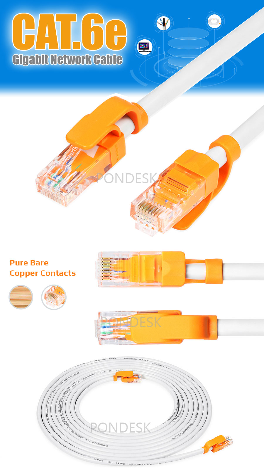 5M High Speed UTP 4 Pair RJ45 Cat6e Gigabit Ethernet Cable - OCEL-001 | Image