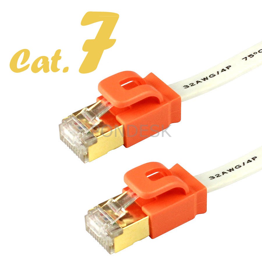 2M Flat Shielded 4 Pair 10Gbps RJ45 Cat7 Ethernet Cable