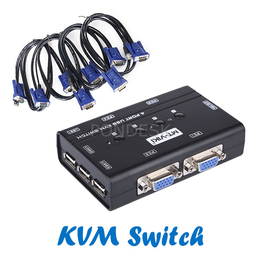 MT-460KL 4 Computers Manual VGA KVM Switch Box With Cables