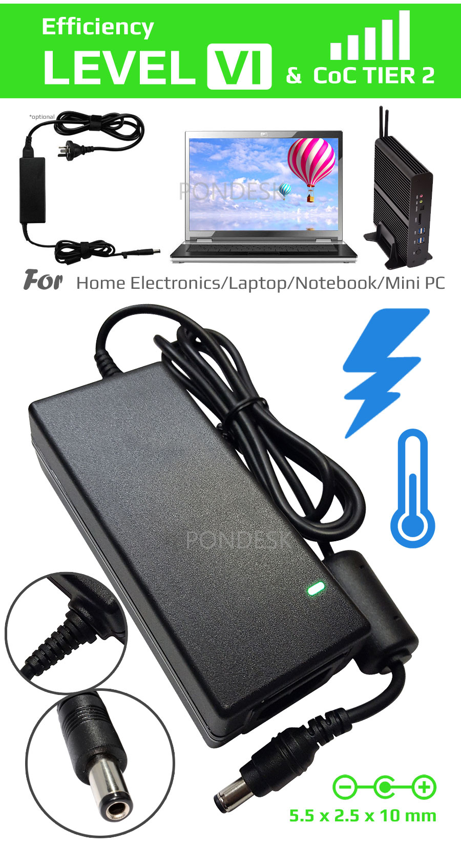 DOE Level VI 12V 5A 60W Switching Desktop AC Power Adapter - PSEL-006-6.jpg